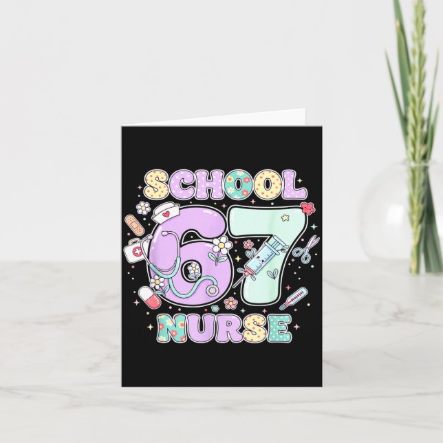 67 Meme Funny School Nurse Six Seven Meme Boys Gir Karte (Vorderseite)