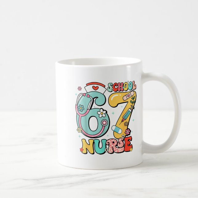 67 Meme Funny School Nurse Six Seven Meme  Kaffeetasse (Rechts)
