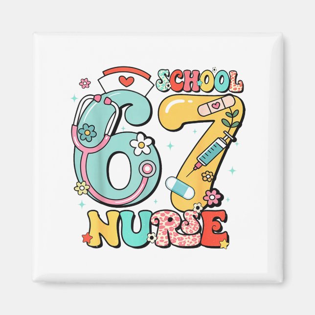 67 Meme Funny School Nurse Six Seven Meme  Magnet (Vorne)