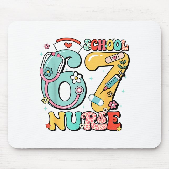 67 Meme Funny School Nurse Six Seven Meme  Mousepad (Vorne)