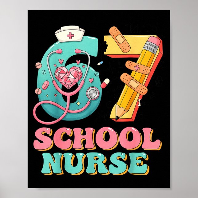 67 Meme Funny School Nurse Six Seven Meme Nursing  Poster (Vorne)