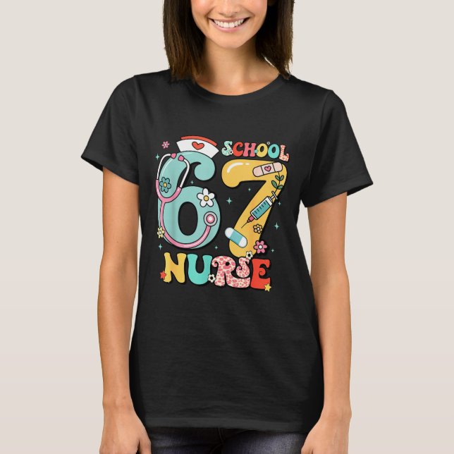 67 Meme Funny School Nurse Six Seven Meme  T-Shirt (Vorderseite)