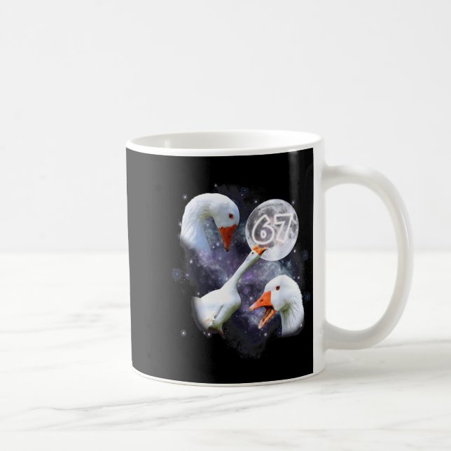 67 Meme Goose Howling At The Moon Funny Six Seven  Kaffeetasse (Rechts)