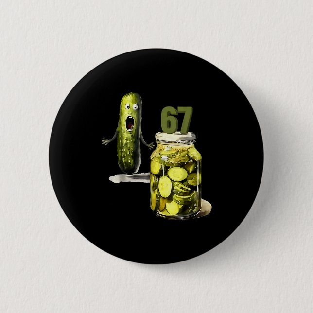 67 Meme Gurkens Überraschung Ein Glas Geschnittene Button (Vorderseite)