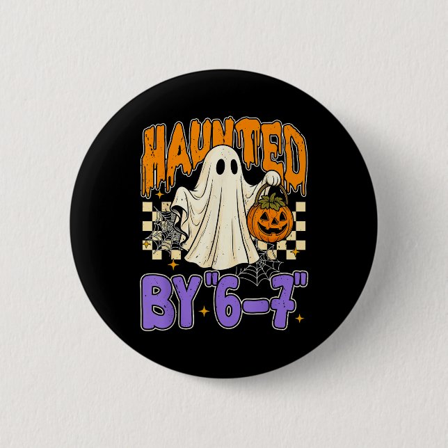 67 Meme Halloween Grusel- Lustiger Geist und Kürbi Button (Vorderseite)