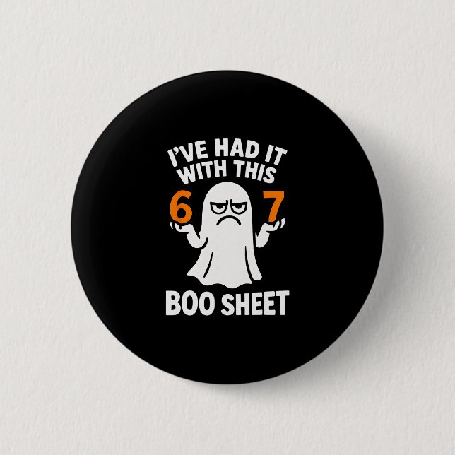 67 Meme Halloween Kostüm 6 7 Lustiges Boo Sheet Si Button (Vorderseite)