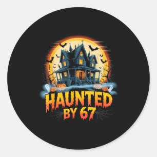 67 Meme Halloween-Kostüm heimgesucht von 6-7 Brain Runder Aufkleber
