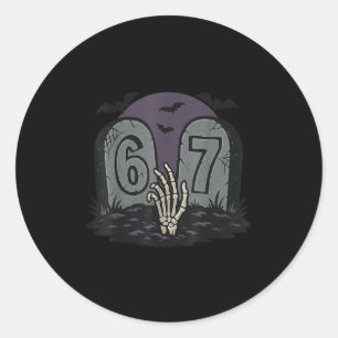 67 Meme Halloween-Skelett Soky - Six Seven Gen Al Runder Aufkleber
