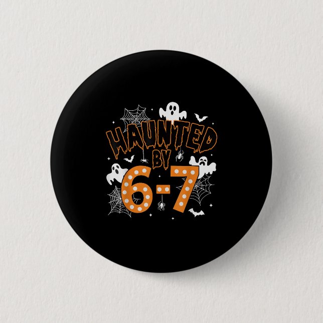 67 Meme Halloween Spuk- Funny Ghost und Pumpkin Button (Vorderseite)
