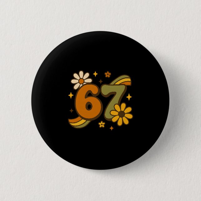 67 Meme Herbst Autumn Groovy Retro 70er Sechs Sieb Button (Vorderseite)