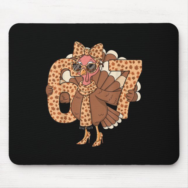 67 Meme Herbst Fall Truthahn Sungles Lustiges Dank Mousepad (Vorne)