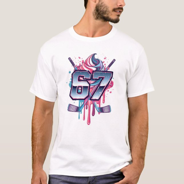 67 Meme Hockey Ice Cream Drip T-Shirt (Vorderseite)