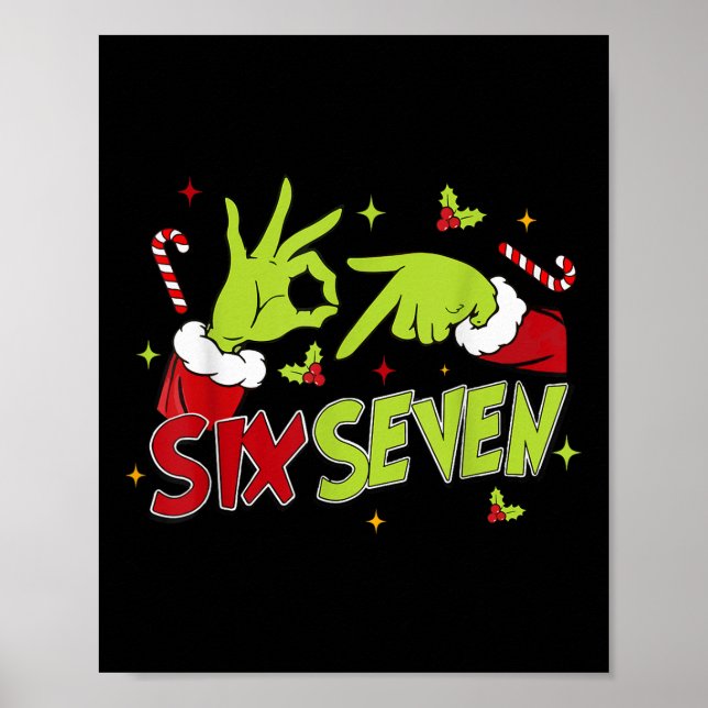 67 Meme Humor 6-7 Lustig Sechs Sieben Weihnachten  Poster (Vorne)