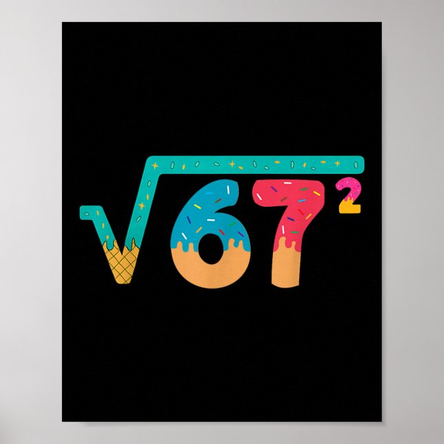 67 Meme Ice Cream Drip Square Root 67² Slang Math  Poster (Vorne)