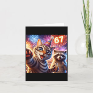 67 Meme Katze Waschbär Neujahr Selfie Lustiger Geb Karte
