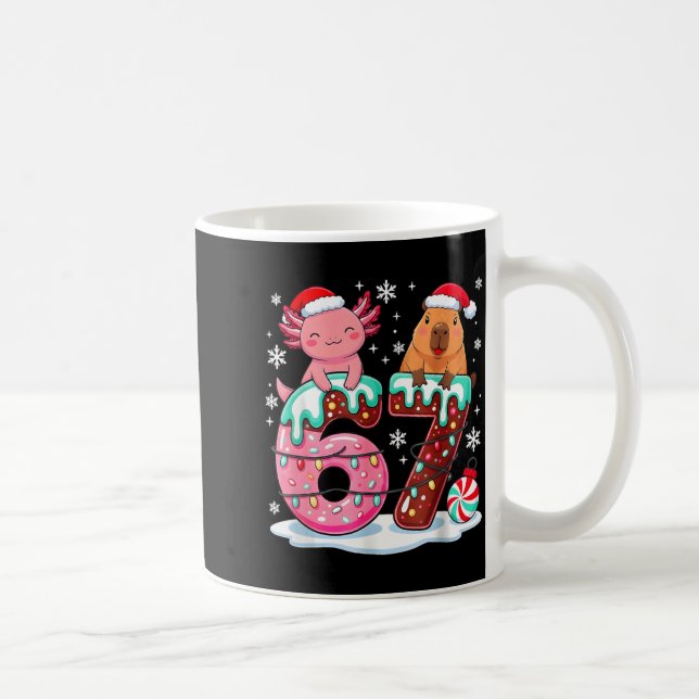 67 Meme Kawaii Axolotl Capybara Christmas Ice Crea Kaffeetasse (Rechts)