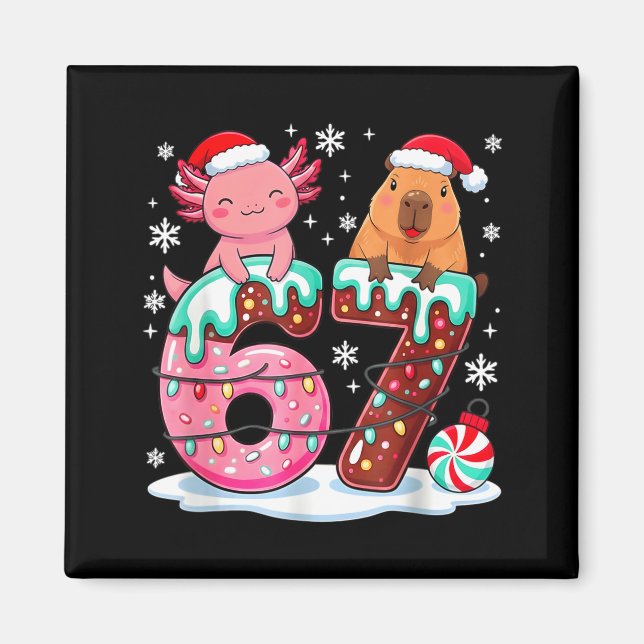 67 Meme Kawaii Axolotl Capybara Christmas Ice Crea Magnet (Vorne)