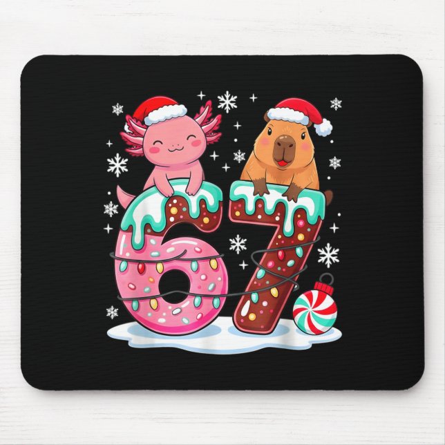 67 Meme Kawaii Axolotl Capybara Christmas Ice Crea Mousepad (Vorne)