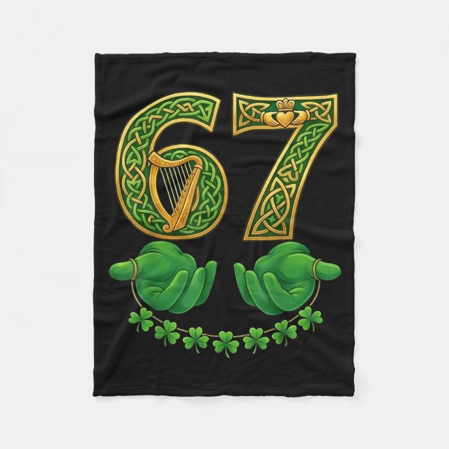 67 Meme Kleeblätter Six Seven Kleeblätter 6-7 St.  Fleecedecke (Vorderseite)