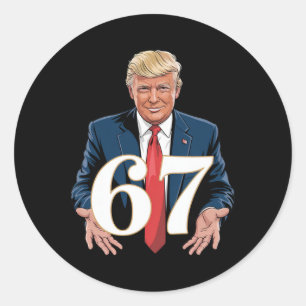 67 Meme Lustig Trump 67 Hände Meme Slang 6 7 Hände Runder Aufkleber