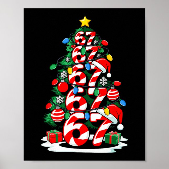 67 Meme Lustige Sechs Sieben Weihnachtsbaum Lichte Poster (Vorne)