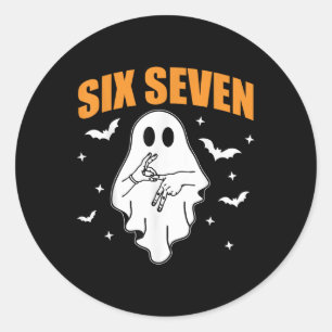 67 Meme Lustiger Geist Halloween Verflucht 6 7 Sec Runder Aufkleber