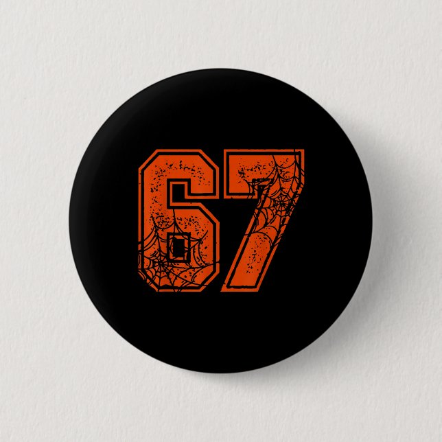 67 Meme Lustiger Six Seven Gen Alpha Halloween-Kür Button (Vorderseite)