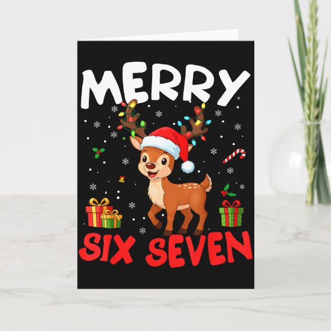 67 Meme Merry Six Seven Reindeer Funny Christmas W Karte (Vorderseite)