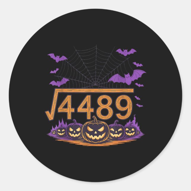 67 Meme Quadratwurzel 4489 Slang Mathe Halloween K Runder Aufkleber (Vorderseite)
