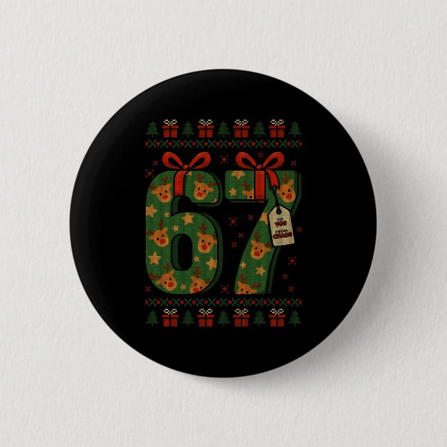 67 Meme Reindeer Christmas Ugly Sweater Xmas Celeb Button (Vorderseite)