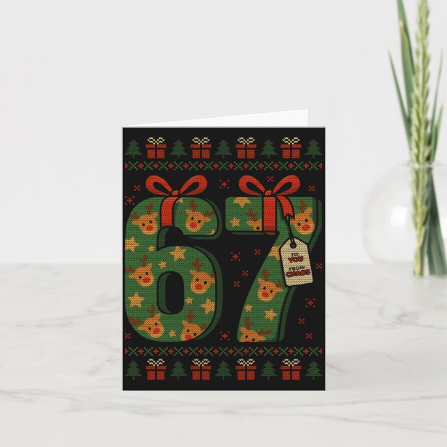 67 Meme Reindeer Christmas Ugly Sweater Xmas Celeb Karte (Vorderseite)