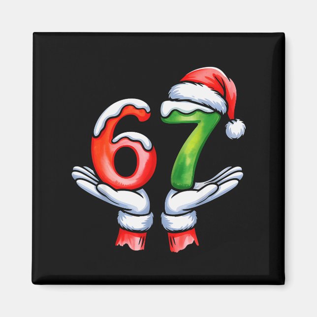 67 Meme Santa Claus Hand Funny Six Seven Christmas Magnet (Vorne)