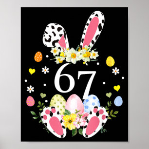 67 Meme sechs sieben 6 7 Kaninchen Leopard Kinder  Poster