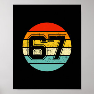 67 Meme Sechs Sieben 6 7 Meme Lustige Zahl Vintage Poster