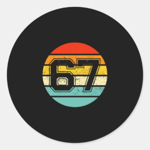 67 Meme Sechs Sieben 6 7 Meme Lustige Zahl Vintage Runder Aufkleber