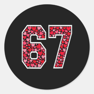 67 Meme Sechs Sieben 6 7 Valentinsherzen Runder Aufkleber