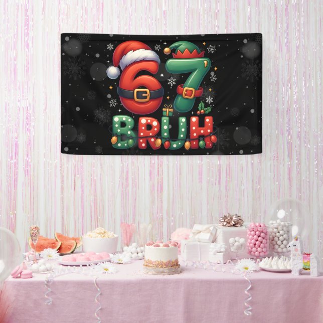 67 Meme Sechs Sieben Bruh Lustiges Weihnachten 6 7 Banner (Party)
