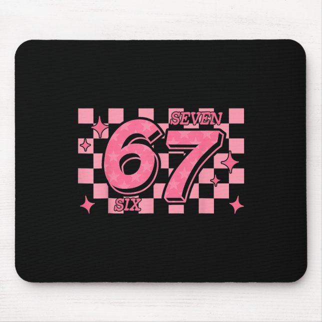 67 Meme Sechs Sieben Kariert  Mousepad (Vorne)