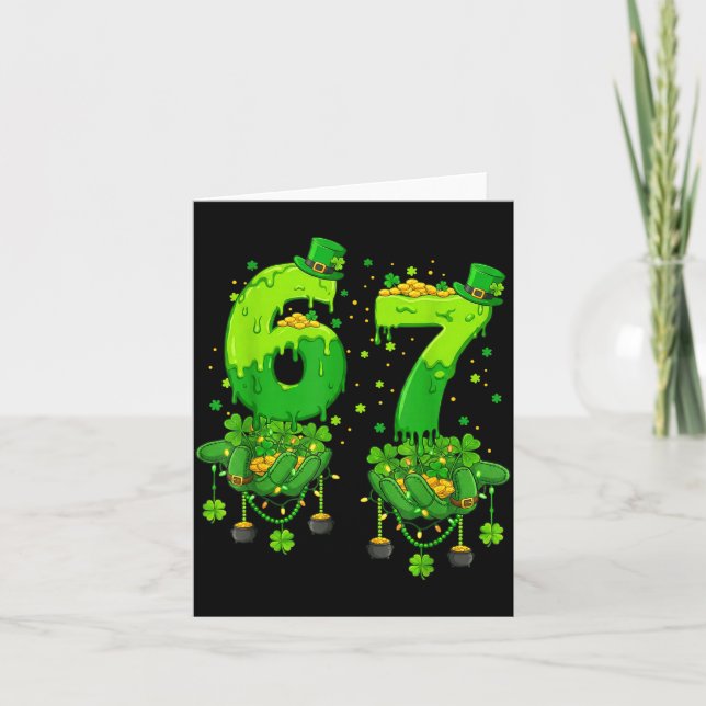 67 Meme Shamrocks Six Seven Shamrocks 6-7 St Patri Karte (Vorderseite)