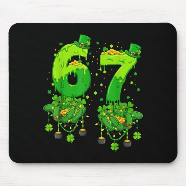 67 Meme Shamrocks Six Seven Shamrocks 6-7 St Patri Mousepad (Vorne)