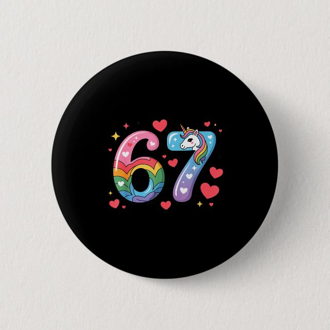 67 Meme Shirt Number Funny Six Seven 6 7  Button (Vorderseite)