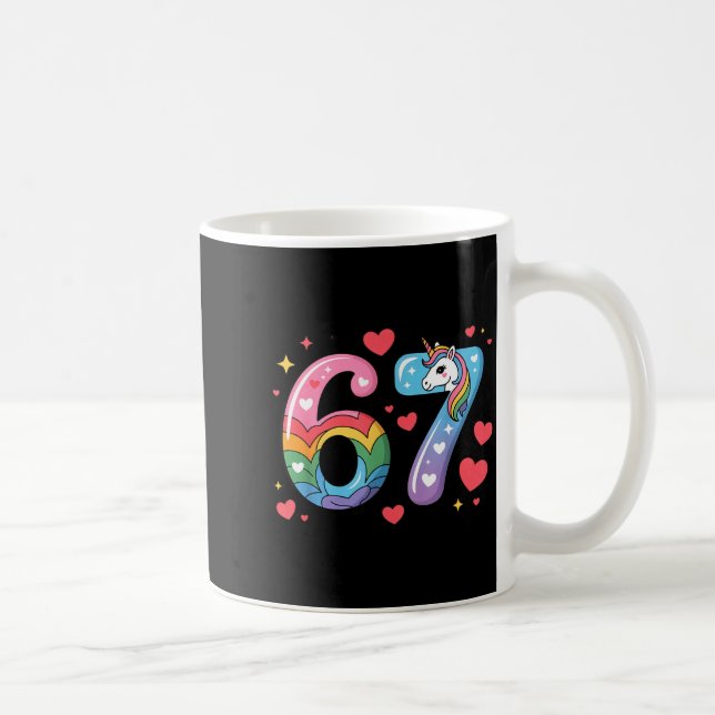 67 Meme Shirt Number Funny Six Seven 6 7  Kaffeetasse (Rechts)