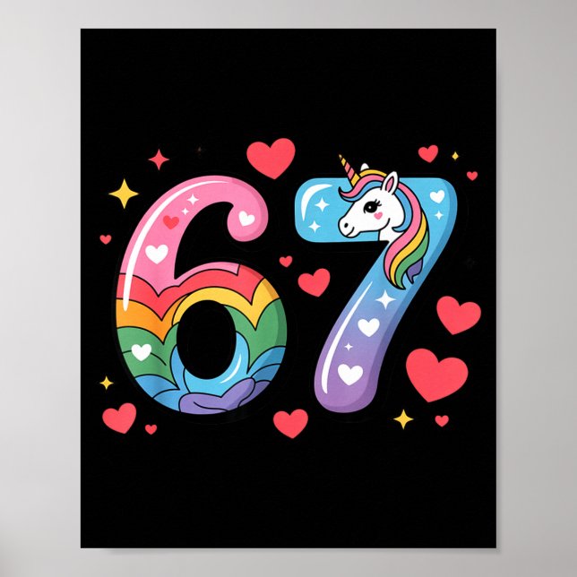 67 Meme Shirt Number Funny Six Seven 6 7  Poster (Vorne)