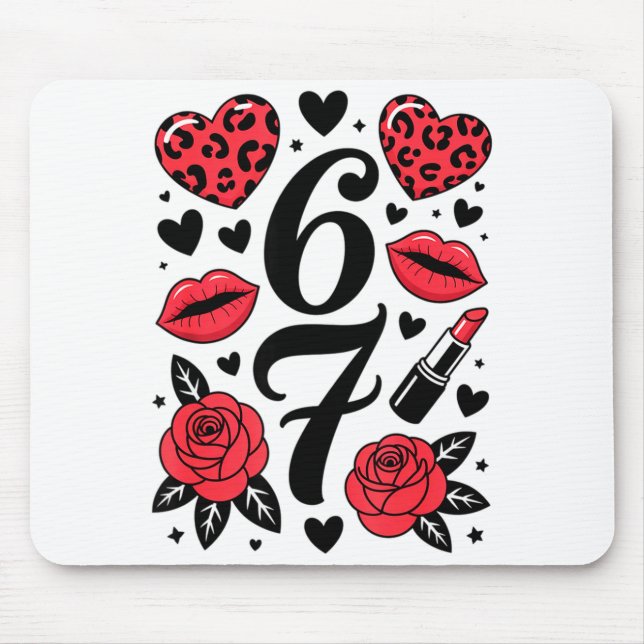 67 Meme Six Seven 67 Meme Six Seven 6 7 Valentinst Mousepad (Vorne)