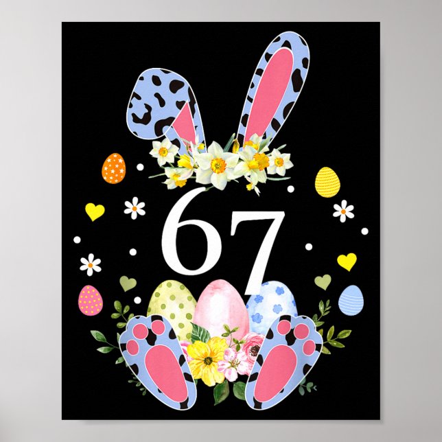 67 Meme Six Seven 6 7 Bunny Leopard Kids Funny Eas Poster (Vorne)