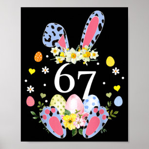 67 Meme Six Seven 6 7 Bunny Leopard Kinder Lustig  Poster