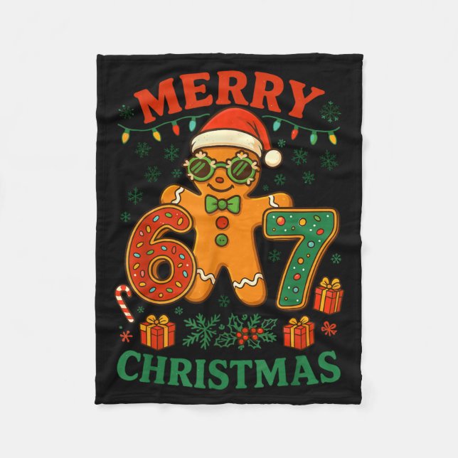 67 Meme Six Seven 6 7 Meme Funny Christmas Gingerb Fleecedecke (Vorderseite)