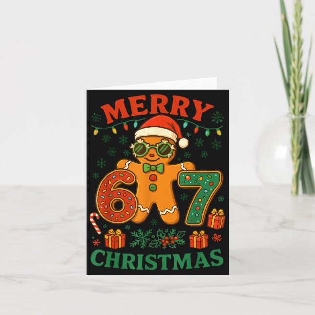 67 Meme Six Seven 6 7 Meme Funny Christmas Gingerb Karte (Vorderseite)