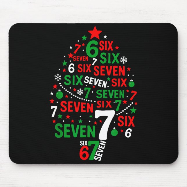 67 Meme Six Seven Boys Girls Kids Christmas Tree  Mousepad (Vorne)