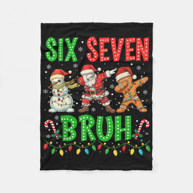 67 Meme Six Seven Bruh Dabbing Weihnachtsmann 6 7  Fleecedecke (Vorderseite)